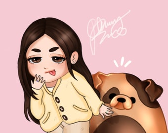 Chibi Commission, Cute chibi portrait, Custom chibi art, custom anime commission