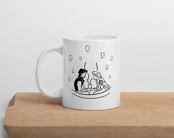 Cute Cartoon Tangled Coffee Tea Hot Drink White Glossy Mug