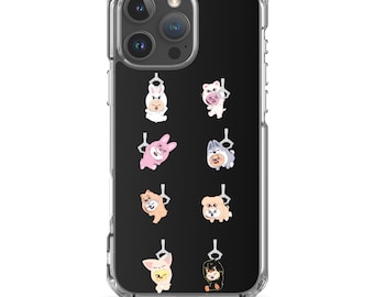 Cute Kpop Group Stray Kids SKZ SKZOO Animals Claw Machine Black Clear Case for iPhone®