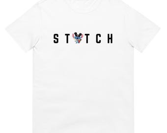 Stitch Disney Parks Logo Style White Short-Sleeve Unisex T-Shirt