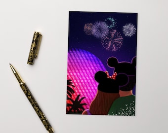 Cute Mickey and Minnie Ears Couples Epcot Anniversary Birthday Appreciation Standard Postcard