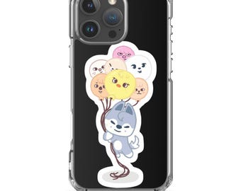 Cute Cartoon Korean Kpop Stray Kids SKZOO Balloon Black Clear Case for iPhone®