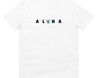 Stitch Hawaiian Aloha Logo Style White Short-Sleeve Unisex T-Shirt