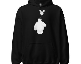 Disneyland Baymax Big Hero 6 Mickey Balloon Black or White Unisex Hoodie