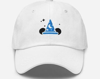 Mickey Mouse Sorcerer's Hat Disney Parks White Logo Design Unisex Baseball Hat