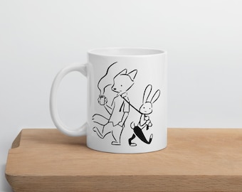 Cute Nick Wilde and Judy Hopps Zootopia Coffee White Glossy Mug
