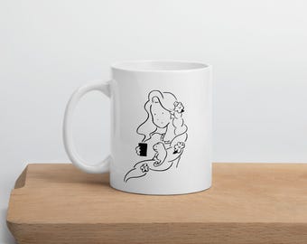 Cute Repunzel Cartoon Sketch 11 oz Coffee Tea Drinks White Glossy Mug