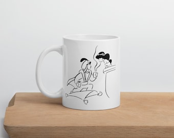 Cute Aladdin and Jasmine Coffee White Glossy Mug