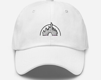 Disneyland Sleeping Beauty Castle Silhouette Logo Style Navy Blue or White Unisex Baseball Hat