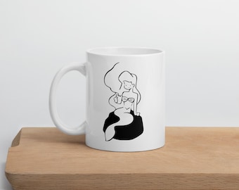 Cute Ariel Cartoon Sketch 11 oz Coffee Tea Drinks White Glossy Mug