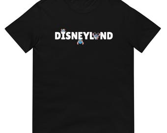 Cute Stitch Character Disneyland Logo Style Black Short-Sleeve Unisex T-Shirt