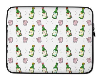 Cute Korean Soju Bottle and Shot Glass 13" and 15" Laptop Sleeve