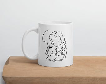Cute Belle Cartoon Sketch 11 oz Coffee Tea Drinks White Glossy Mug