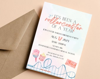 Rollercoaster of a Year Birthday Digital Download Invite [Editable]