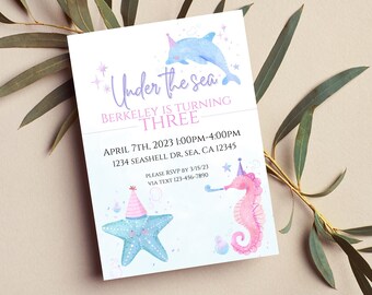 Under the Sea Birthday Digital Download Invite [Editable]