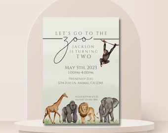 Zoo Birthday Digital Download Invite [Editable]