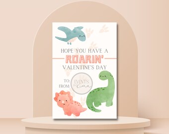 Printable Dinosaur Valentine’s Card [Digital Download]