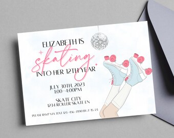 Rollerskating Birthday Digital Download Invite [Editable]