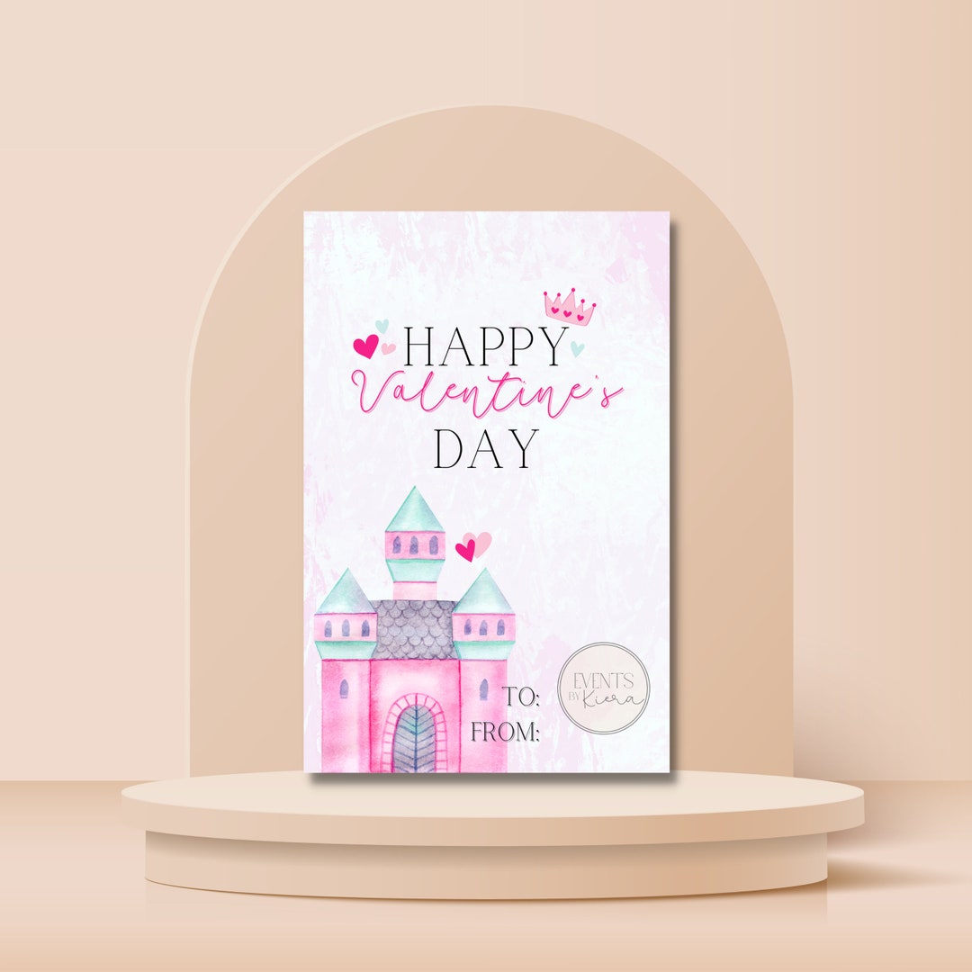 Printable Princess Valentines Card Digital Download Etsy