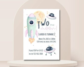 Two the Moon Birthday Digital Download [Editable]