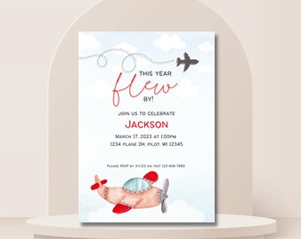 Airplane Birthday Digital Download Invite [Editable]