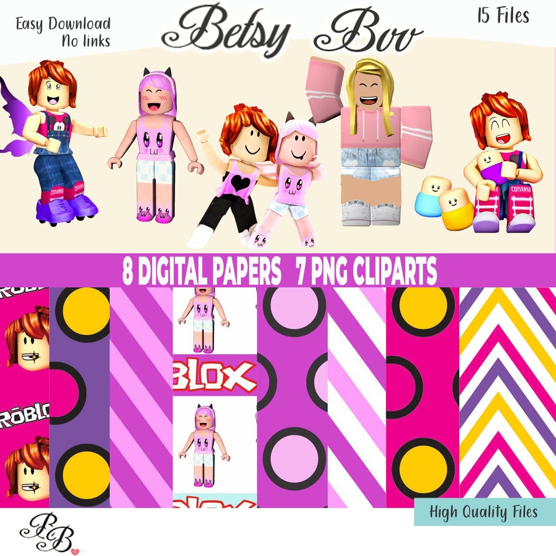 Roblox Girls Clipart PNG Digital Image Clip Art INSTANT Etsy