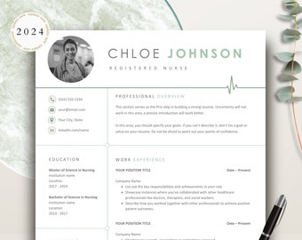Nursing Resume Google  Docs Template for Word & Pages Clean CV Template , Resume and Cover Letter Template,resume template modern