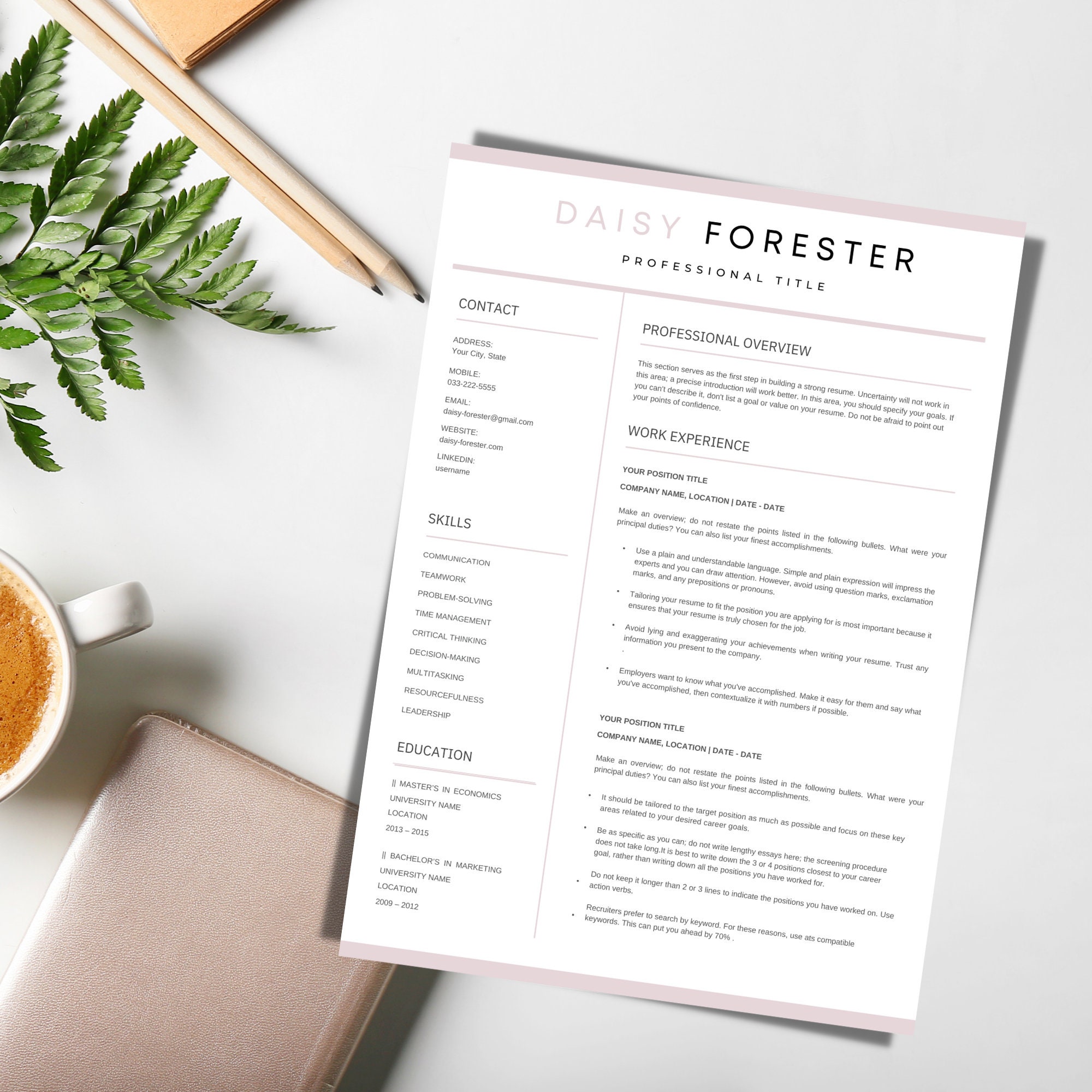Professional Resume Template for Google Docs , Word & Pages Clean CV ...