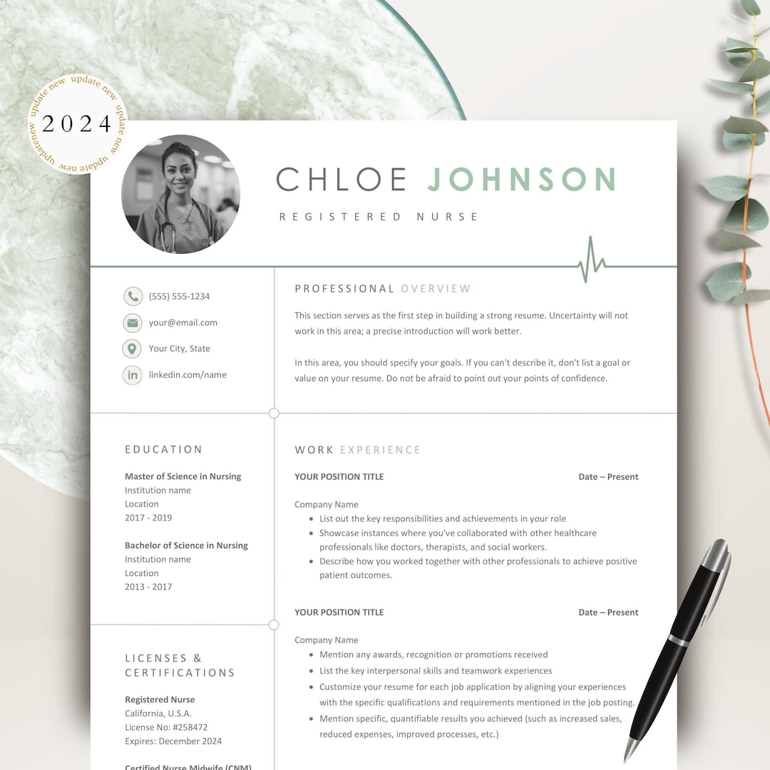 Nursing Resume Google Docs Template for Word & Pages Clean CV Template ...