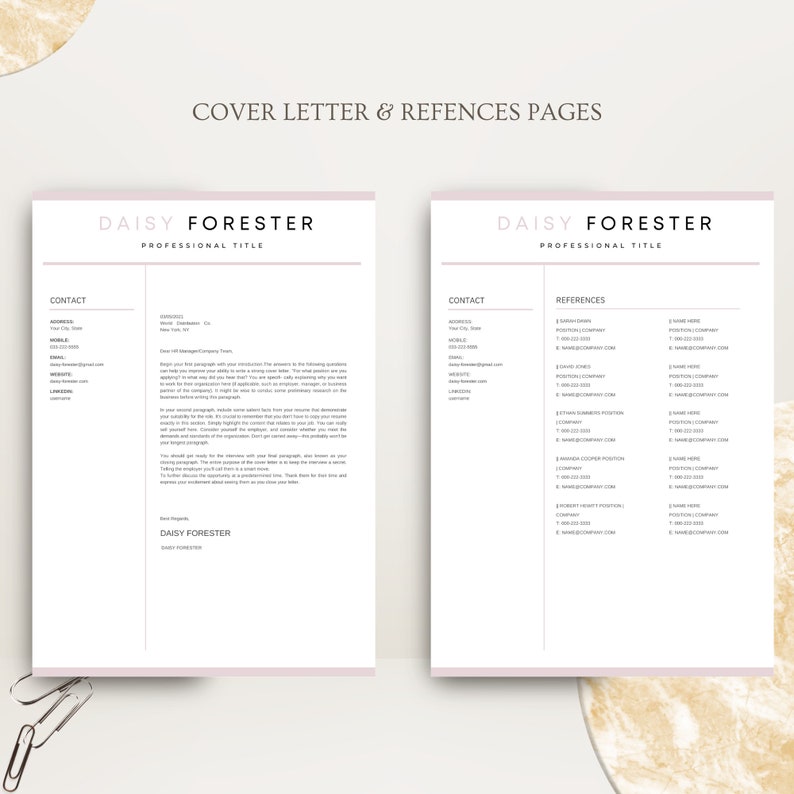 Professional Resume Template for Google Docs , Word & Pages Clean CV Template , Resume and Cover Letter Template image 8