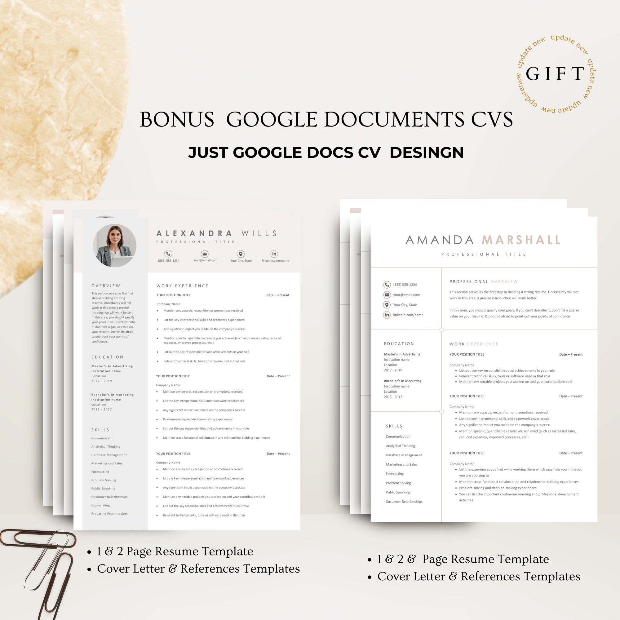Professional Resume Template for Google Docs , Word & Pages Clean CV ...