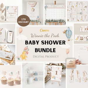 Winnie the Pooh Baby Shower Invitation Baby Shower Games sign , welcome sign Editable Winnie-The-Pooh Classic Party Games