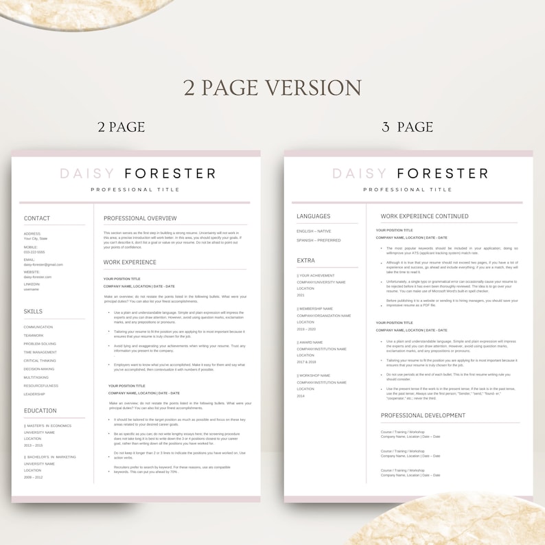 Professional Resume Template for Google Docs , Word & Pages Clean CV Template , Resume and Cover Letter Template image 7