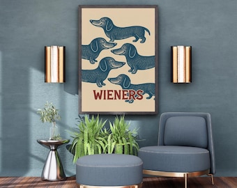 Vintage Dachshund Art Print: Retro Wiener Dog Poster (Digital Download)