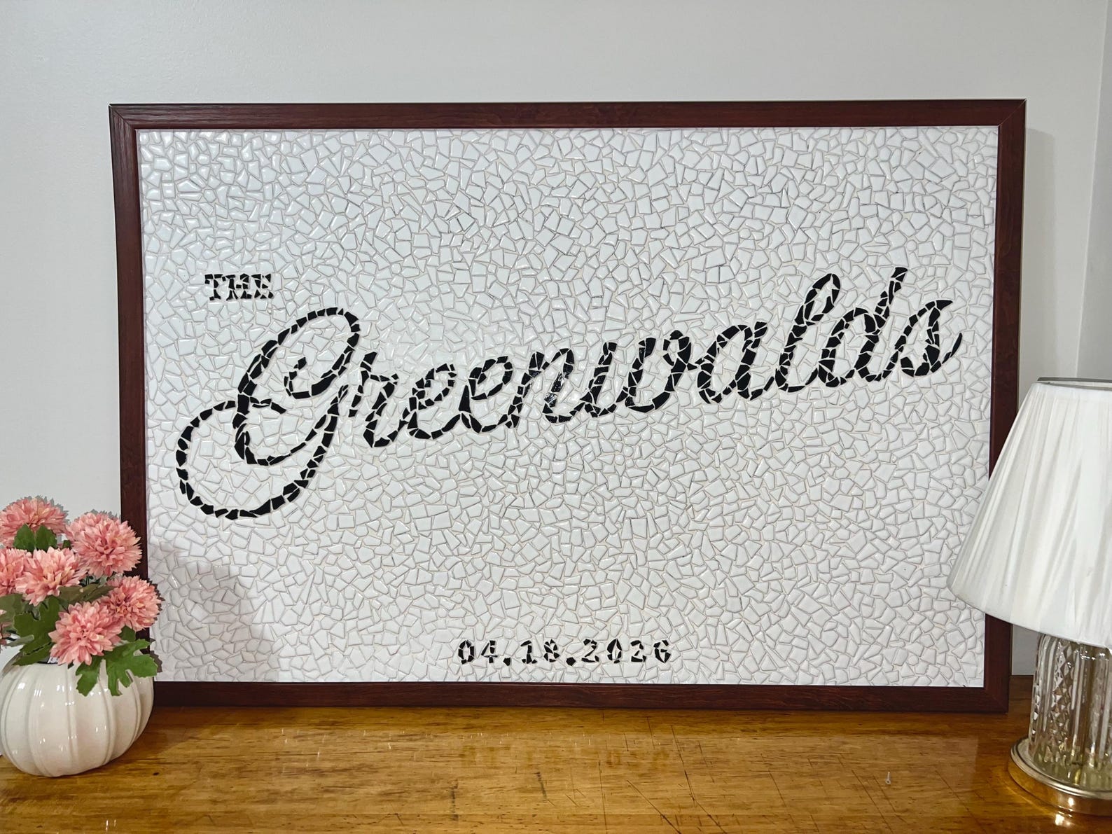 Custom Mosaic Sign | Weddings, Decor, Family Name - 18" x 24", Regular Mosaic