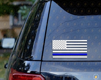 Thin Blue Line Decal: American Flag Decal - Car, Water Bottle, Laptop, etc.