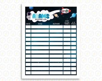 Registro di lettura dello spazio personalizzato: stampabile per bambini (download digitale)
