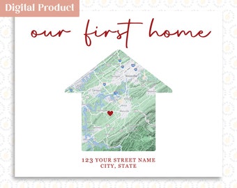 Stampa personalizzata della mappa della prima casa: regalo per i nuovi proprietari di casa (download digitale)
