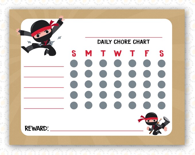 Ninja Themed Chore Chart | Digital Download | Instant Download | Custom ...