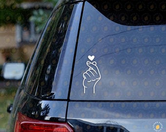 Korean Finger Heart Car Decal - Customizable Colors