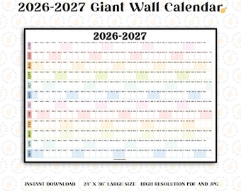 Calendario gigante 2026-2027 - Giugno-Maggio - Scaricabile - Download immediato