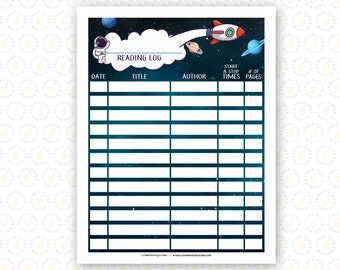 Space Themed Reading Log: Personalized Printable (Digital Download)