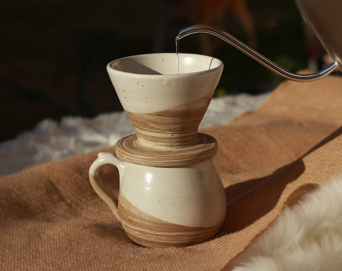 Handmade Ceramic Coffee Pour Over Set - Cheese Cake White