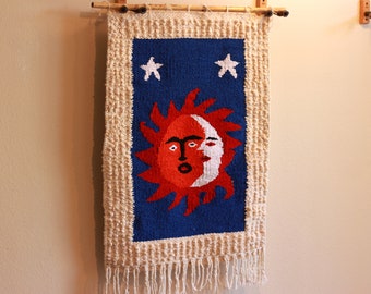 Handwoven Textile Art - Wall Decor - Sun and Moon