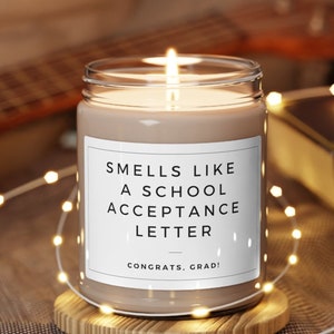 Personalized Smells Like A School Acceptance Letter Candle, Custom Dorm Room Candle, Going Away Gift for College Student, Funny Student Gift