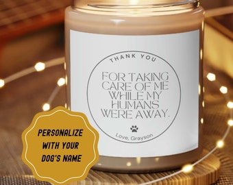 Personalized Pet Sitter Thank You Candle: Soy Wax, Custom Dog Name