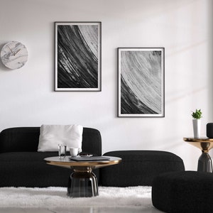 Grey Abstract Wall Art, Acrylic Painting, Set of 2 Prints, Download, Black,Grey,Neutral Decor,Minimalist Art,Living Room,Bedroom,Dining Room