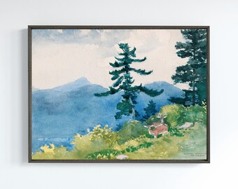 Printable North Woods Club, Adirondacks (The Interrupted Tete-a-Tete) (1892) by Winslow Homer | Vintage Wall Art | Digital Download