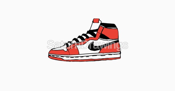 Jordan 1 chicago Drawing PNG JPEG PDF Digital Download Etsy