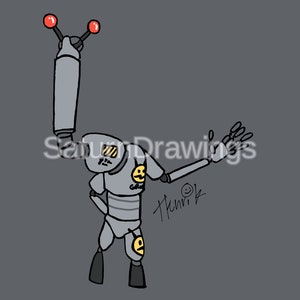 GreetBot- Robot original drawing- Wall art (PNG JPEG PDF Download)